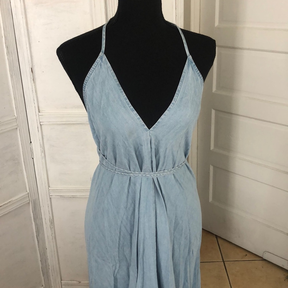 Blue chambray low back dress